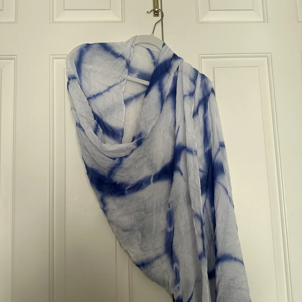 Sunny Days Scarf Womens One Size Blue Batik Viscose Tassel Wrap Shawl‎ 41x65